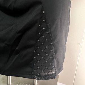 SHEIN Bae Plus Size 0XL Rhinestone Contrast Argyle Mesh Bodycon Skirt